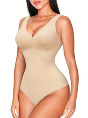 V Neck Body Shaper Waist Trainer Tummy Control Compression Bodysuit