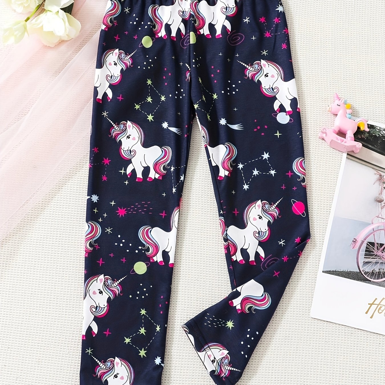 Kids Unicorn Graphic Elastic Waist Leggings