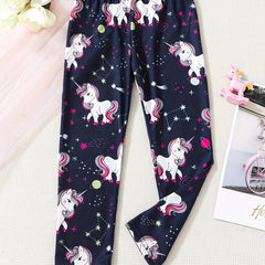 Kids Unicorn Graphic Elastic Waist Leggings