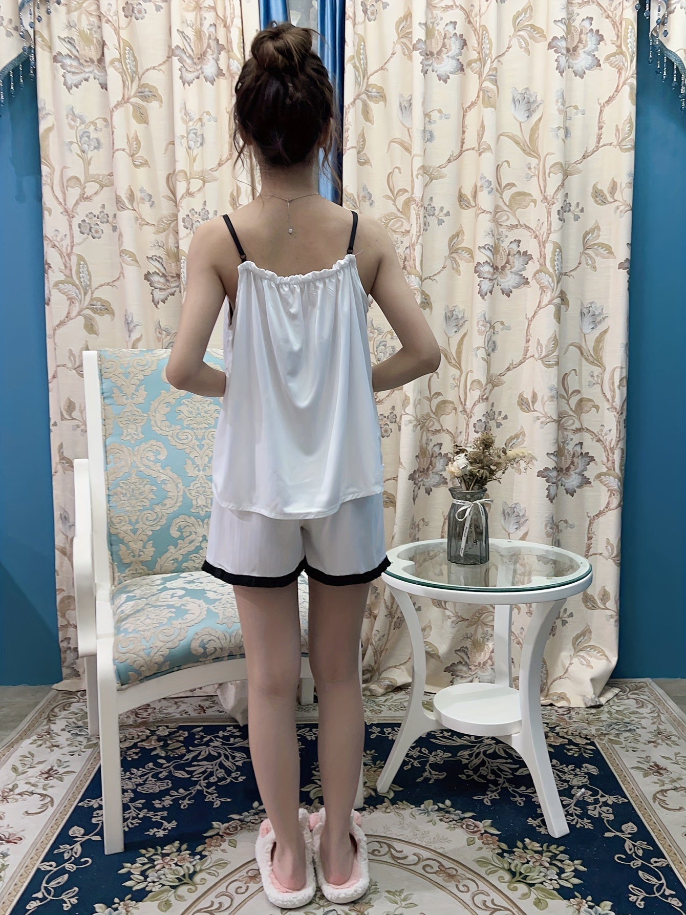 Cami Top & Shorts Pajama Set Elastic Waistband Women's Sleepwear
