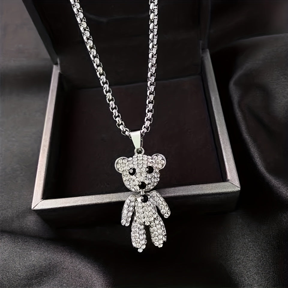 Titanium Steel Bear Pendant Necklace Gift for Boys and Girls