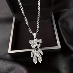 Titanium Steel Bear Pendant Necklace Gift for Boys and Girls