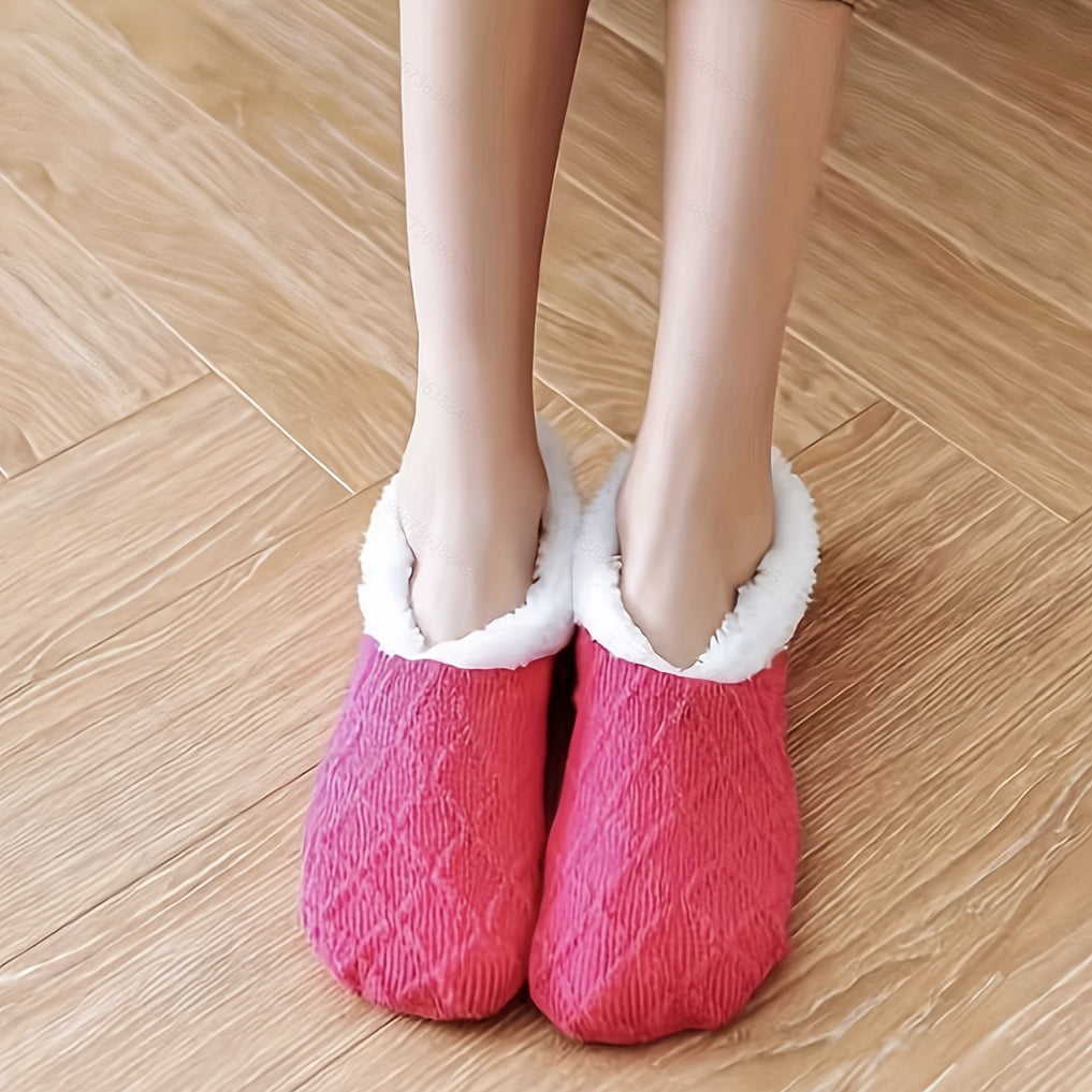Winter Plush Home Slippers Women Warm Comfortable Cotton Knitted Slipper