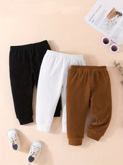 Toddler Baby Waffle Tricolor Pants Set Leggings Seamless Harem Style Ribbed Knit