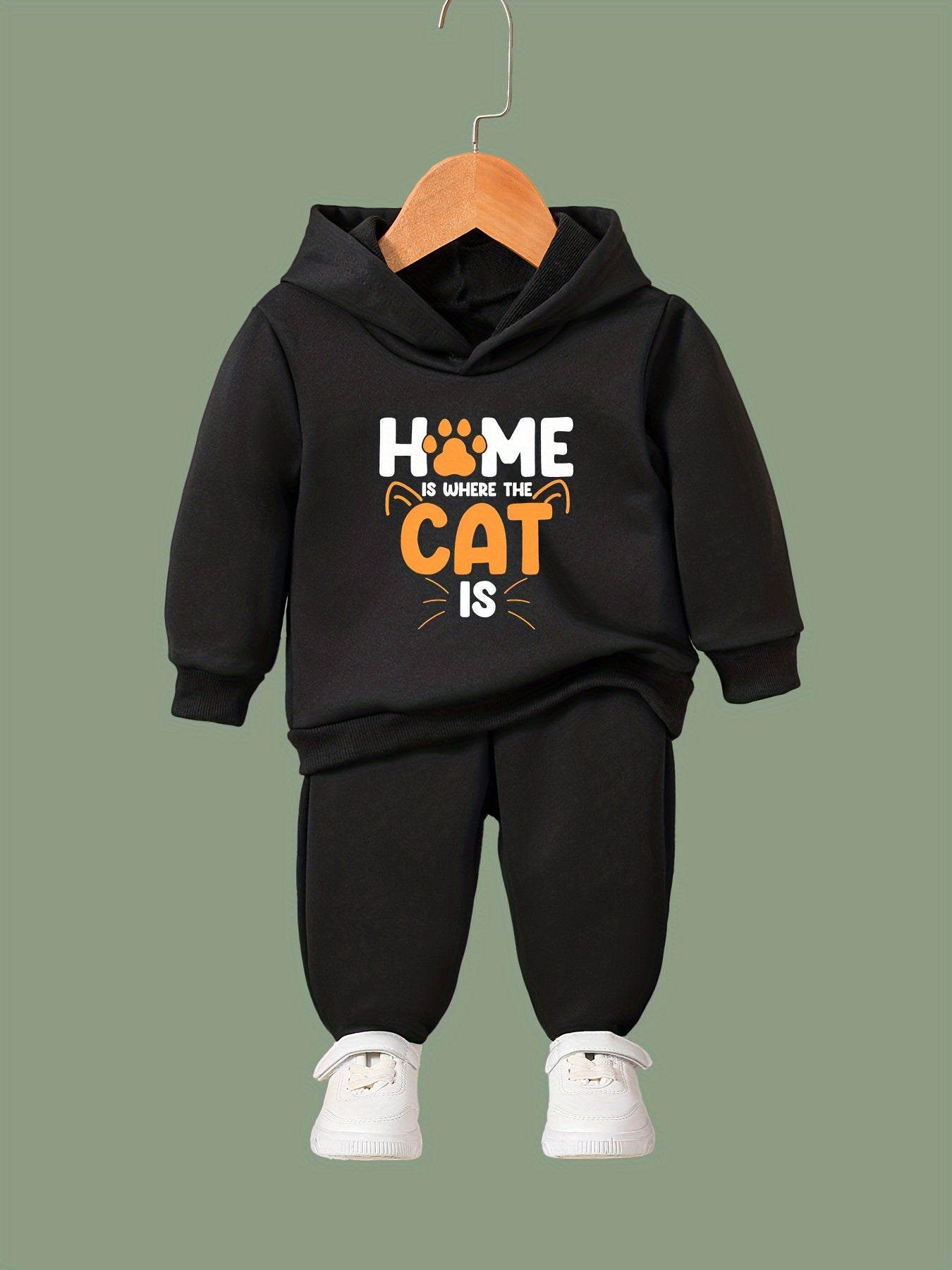 HOME IS WHERE THE CAT IS Print 2pcs Girls Outfits For Sports