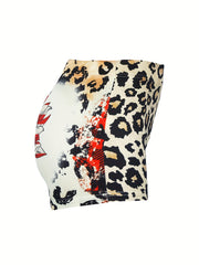 Sexy Shorts Women's Plus Flag & Sunflower & Leopard Print