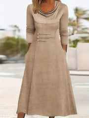Casual Dress Women's Plus Cowl Neck Dress With Pockets