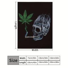Skull Pattern Blanket Soft Winter Warm Throw Flannel Lightweight Comfortable
