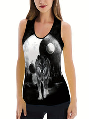 Wolf Print Tank Top & Leggings Yoga Outfit Set