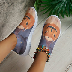 Funny Pumpkin Face Pattern Sneakers Halloween Trainers