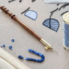 French Reverse Embroidery Wooden Handle Crochet Needles