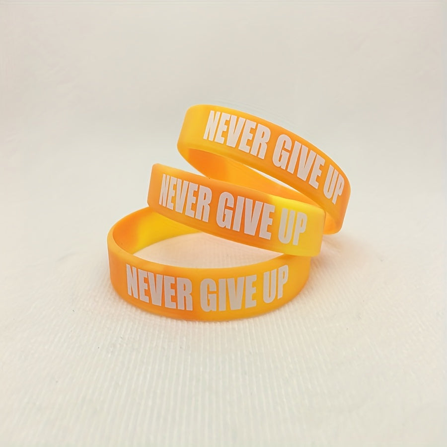 5Pcs Never Give Up Motivational Silicone Bracelet Fitness Wristband