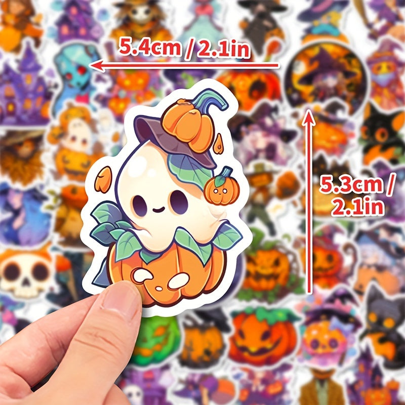 50pcs Kids Cartoon Doodle Halloween Stickers Great For Party Snacks Decorations