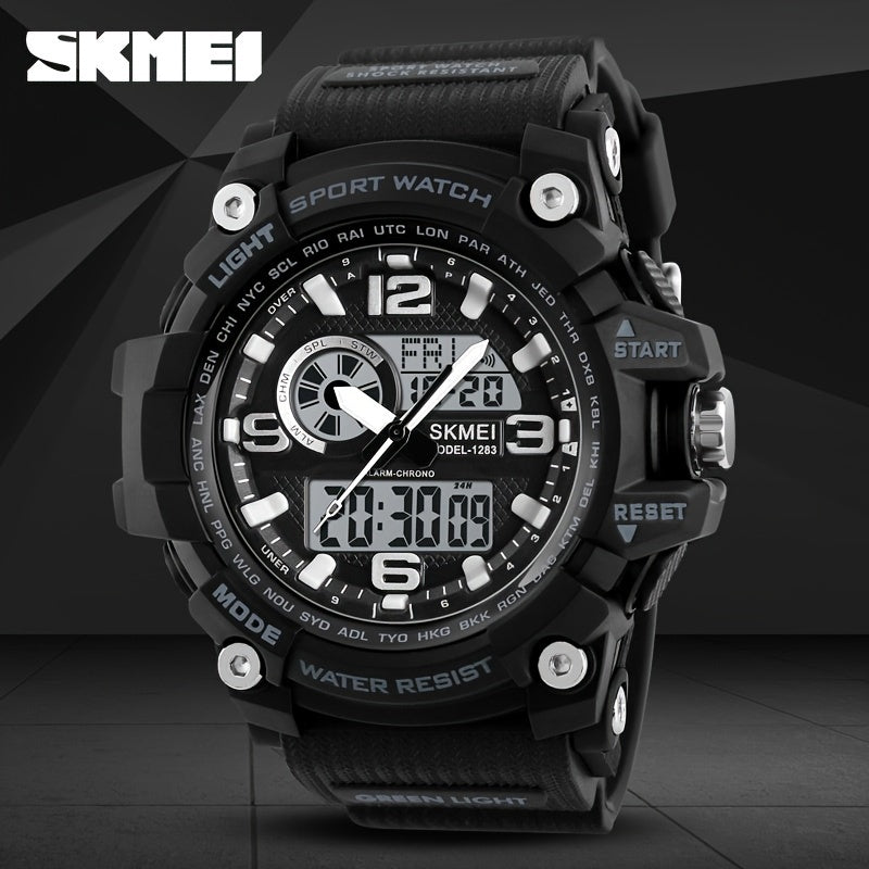 Waterproof Dual Time Electronic Watch Military Outdoor Stopwatch LED Sports