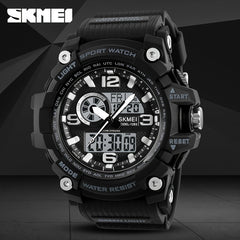 Waterproof Dual Time Electronic Watch Military Outdoor Stopwatch LED Sports