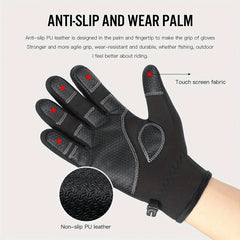 Men's Thickened Plus Velvet Waterproof Outdoor Riding Gloves Touch Screen