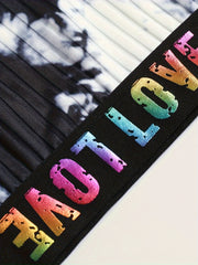 Tie Dye Letter Tape Bra & Panty Set