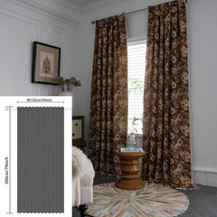 Rustic Coffee Flowers Curtain with Tassels