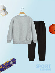 Boys Basketball Sweatshirt & Sweatpants Set Kids Fall Winter Clothes