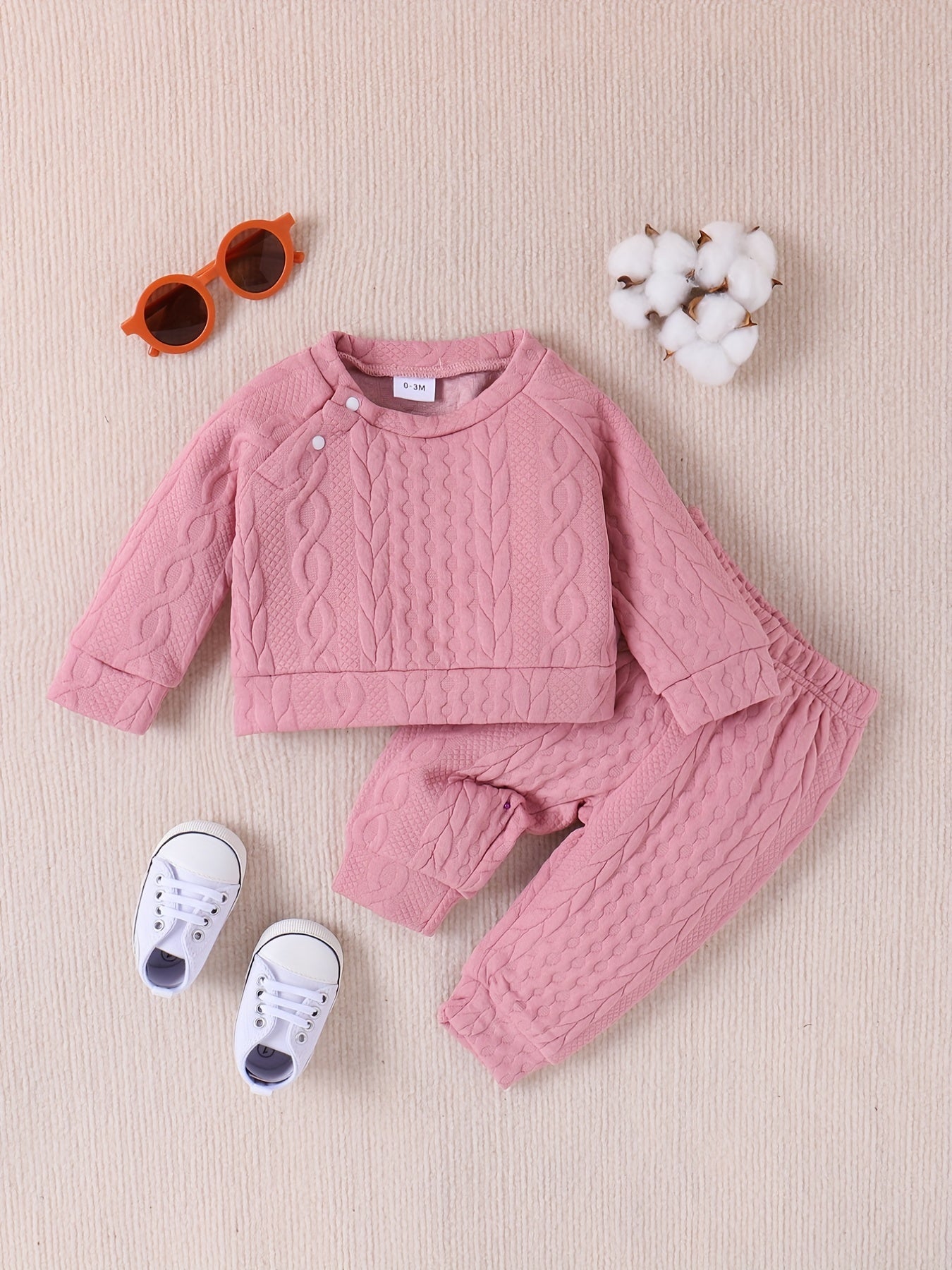 Unisex Baby Cable Knit Sweater & Pants 2pcs Outfit