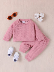 Unisex Baby Cable Knit Sweater & Pants 2pcs Outfit
