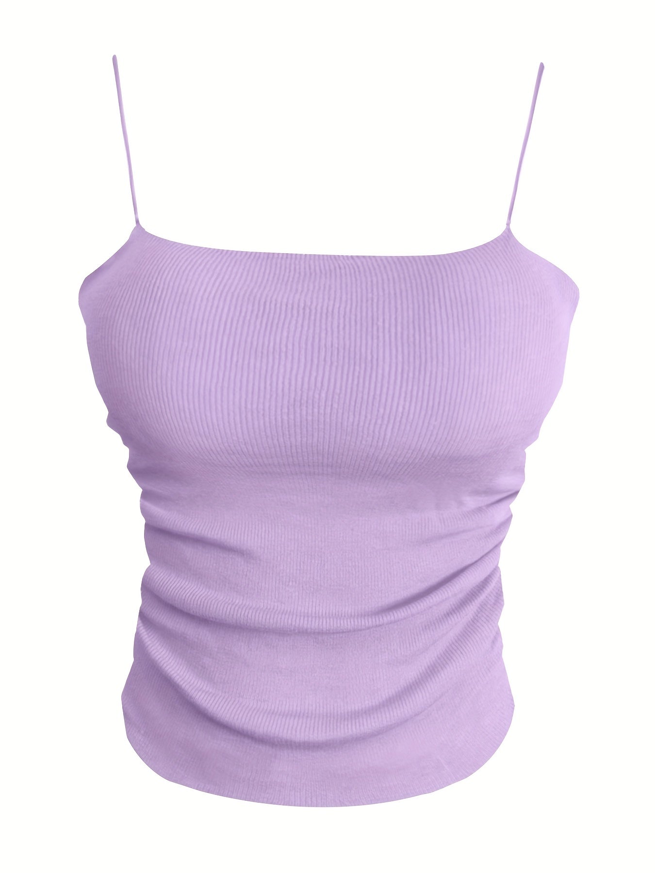 Solid Knitted Cami Top Round Neck Sleeveless Cami Top