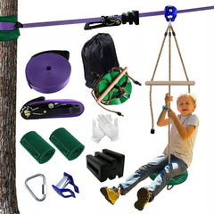Outdoor Slide Flat Belt Set 15m Soft Rope Pulley Kit Warrior Barrier Course