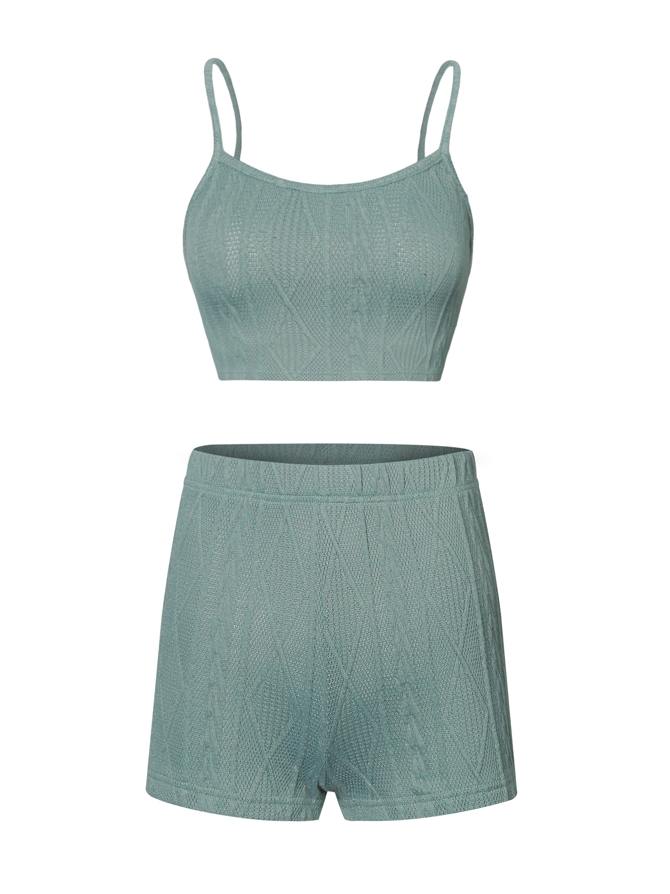 Sleeveless Crop Cami Top & Elastic Waist Shorts Set