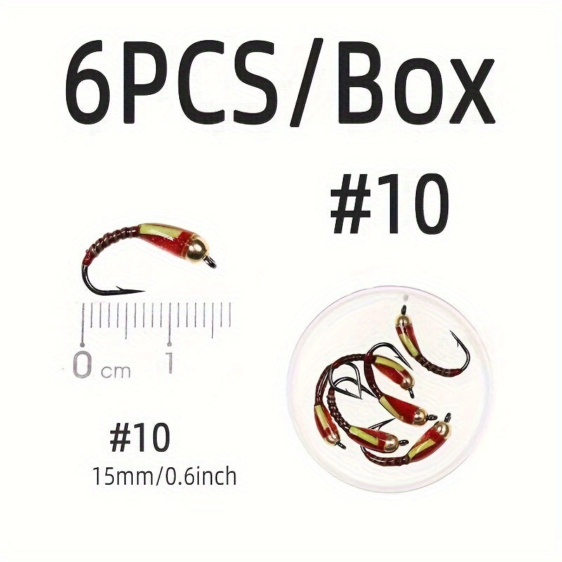 15pcs Brass Bead Head Flies for Trout Fishing Ice Fishing Fly