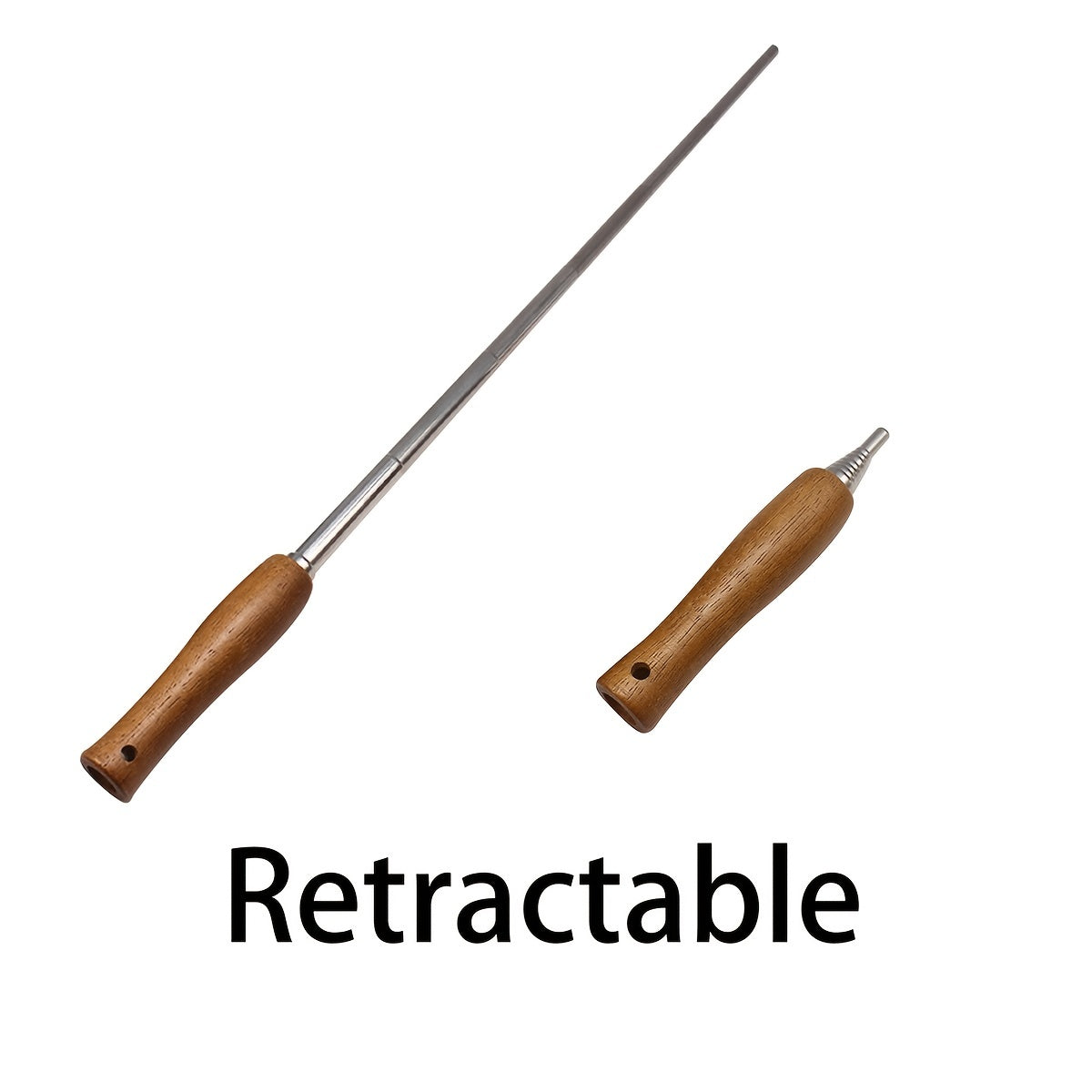 Wood Handle Stainless Fire Blow Tube Retractable Lanyard