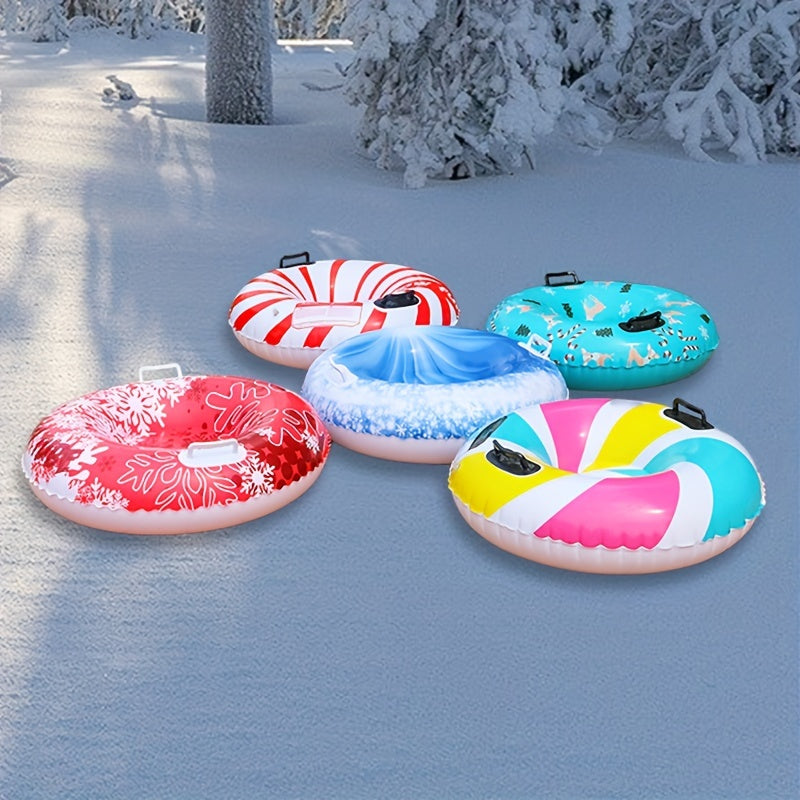 PVC Inflatable Skiing Ring Winter Snowboard Safety Handle Leak Proof Cartoon