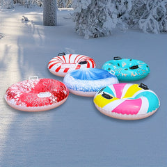 PVC Inflatable Skiing Ring Winter Snowboard Safety Handle Leak Proof Cartoon