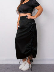 Elastic High Rise Cargo Skirt