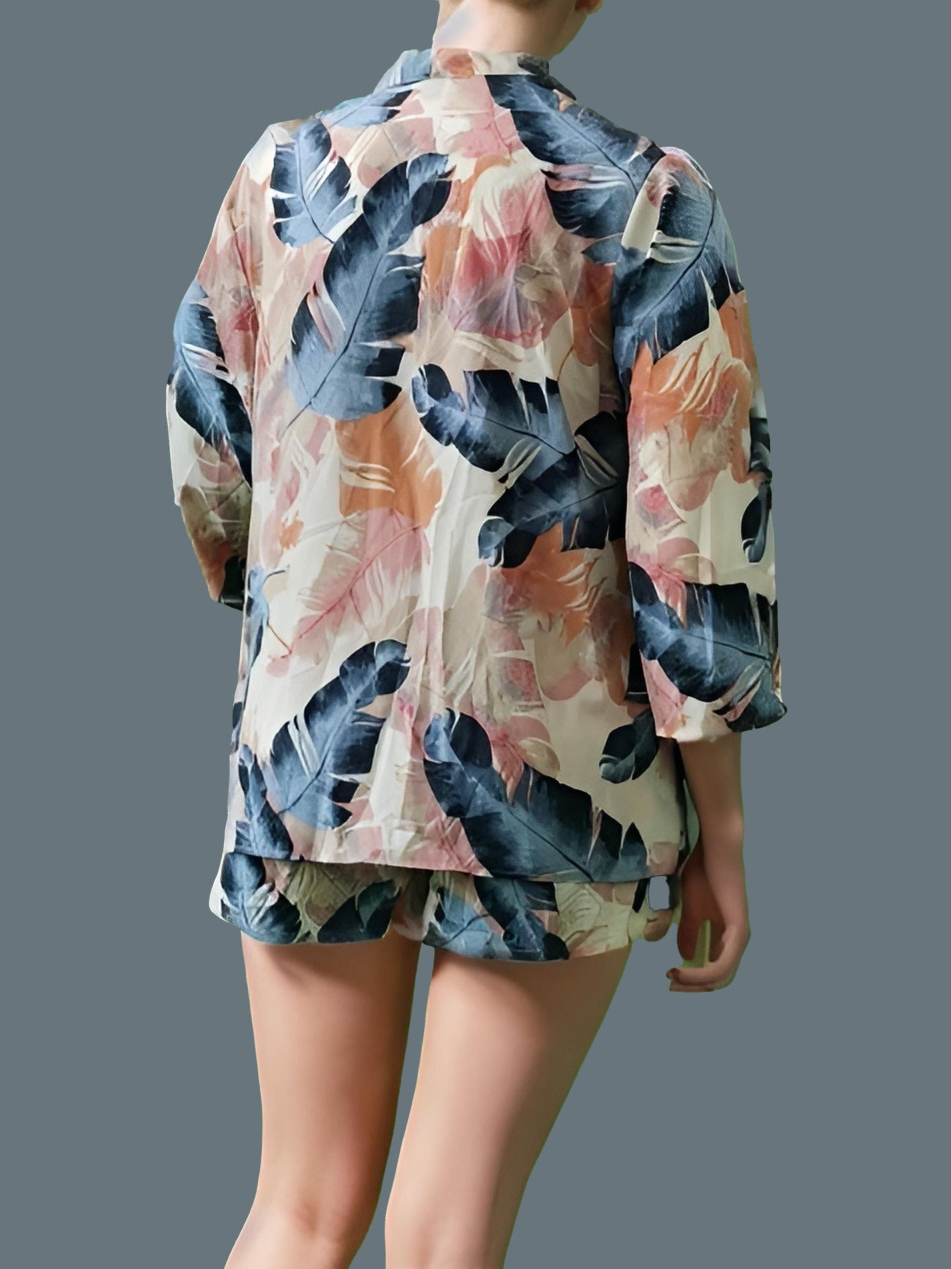 Floral Crop Top & Shorts & Cardigan Set