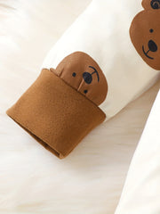 2pcs Baby Boys Set Bear Allover Print Bodysuit Hat