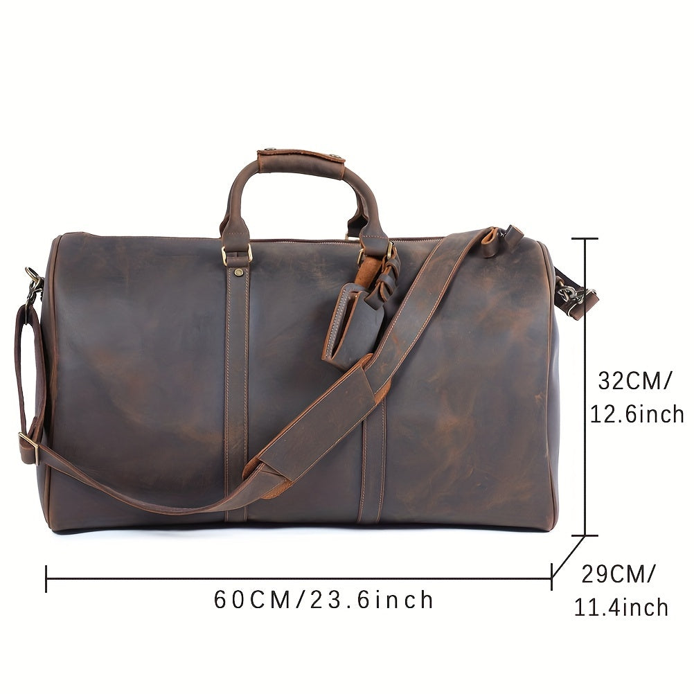 Men's Leather Travel Duffle Bag Vintage Large Capacity Fitness Gym Bag
