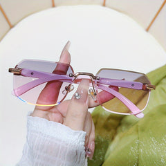 Square Rimless Sunglasses Gradient UV400 Sun Shades Beach Travel