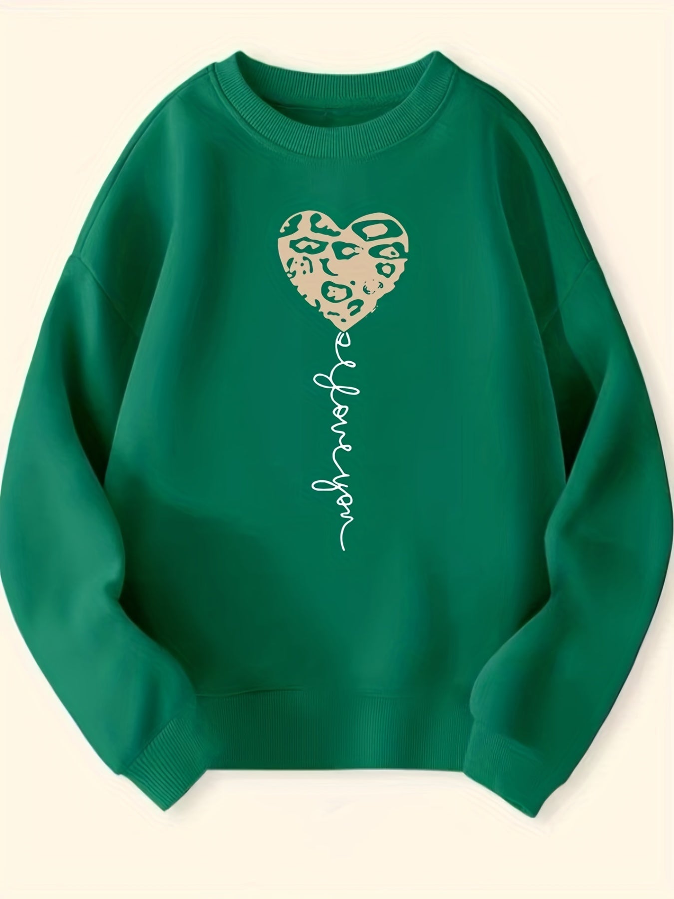 Girls Heart Slogan Crew Neck Sweatshirt Top