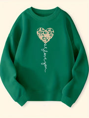 Girls Heart Slogan Crew Neck Sweatshirt Top