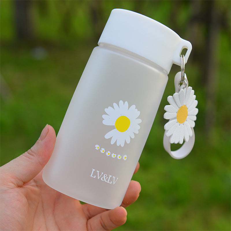 Daisy Water Bottle Plastic Flowers Pattern Indoor Outdoor Water Cup 500ml