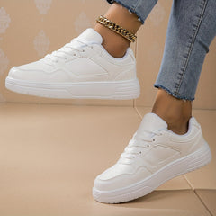 Solid Flat Sports Sneakers with Thick Bottom for Outdoor Activities