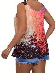 Ombre Sequin Print V Neck Cami Top