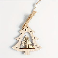 Elk Wooden Crafts Decorative Pendants Round Christmas Ornaments