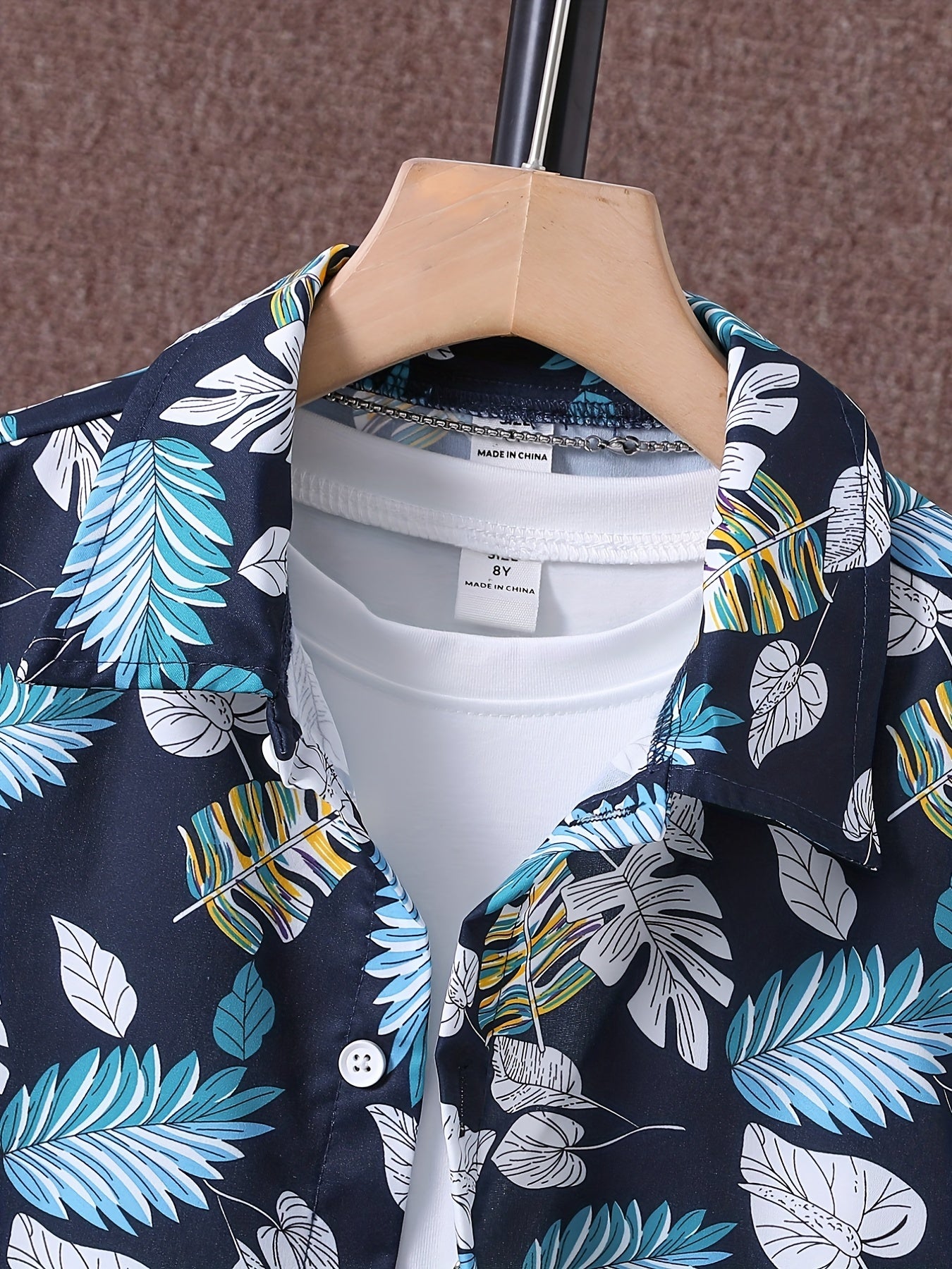 3pcs Baby Boys Tropical Graphic Shirt & Shorts Set for Summer