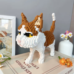Cat World Beauty Three Flower Cat Building Blocks Model
