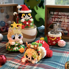 Holiday Mini Building Blocks Set with Santa, Snowman, Reindeer & More
