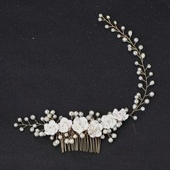 Rhinestone Flower Hair Comb Bride Wedding Hairpin Headband Beads Decoration