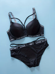 Letter Print Bra & Panties Lingerie Set
