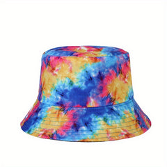 Boho Tie Dye Print Reversible Bucket Hat for Sun Protection