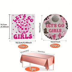 Pink Cowgirl Party Tableware Set Disposable Paper Plates & Napkins